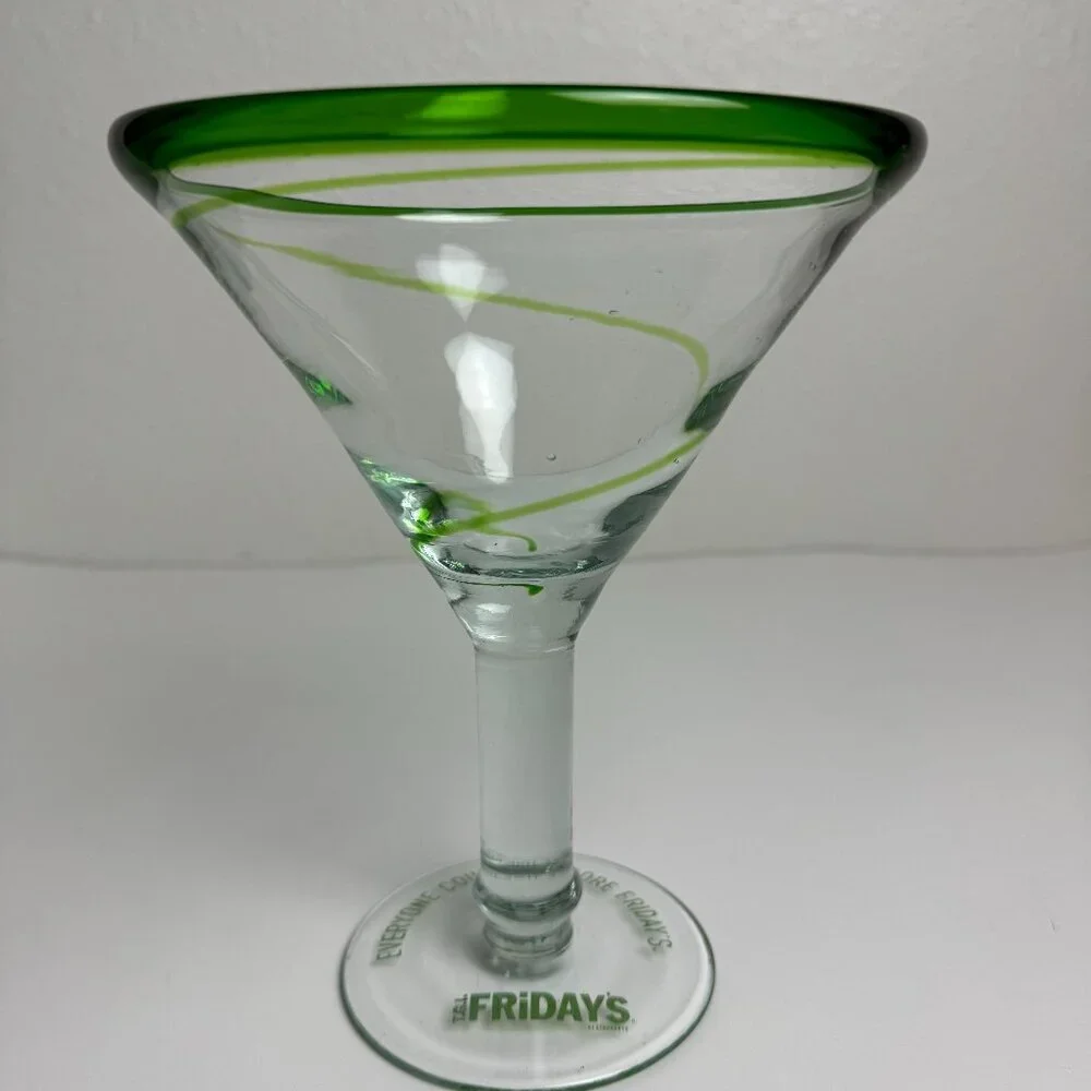 Green Hand Blown Martini Glass  LARGE